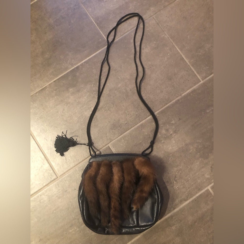 Prada for Neiman Marcus leather and fur shoulder/crossbody bag